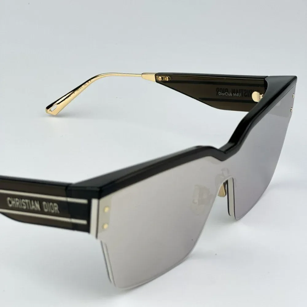 NEW Dior DIORCLUB M4U 55A5 Black Pale Smoke Mirrored Unisex Shield Sunglasses